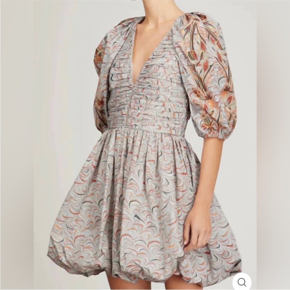 Ulla Johnson Chalcedony Gwen Bubble Hem Dress Size 2 Marbled Statement Mini